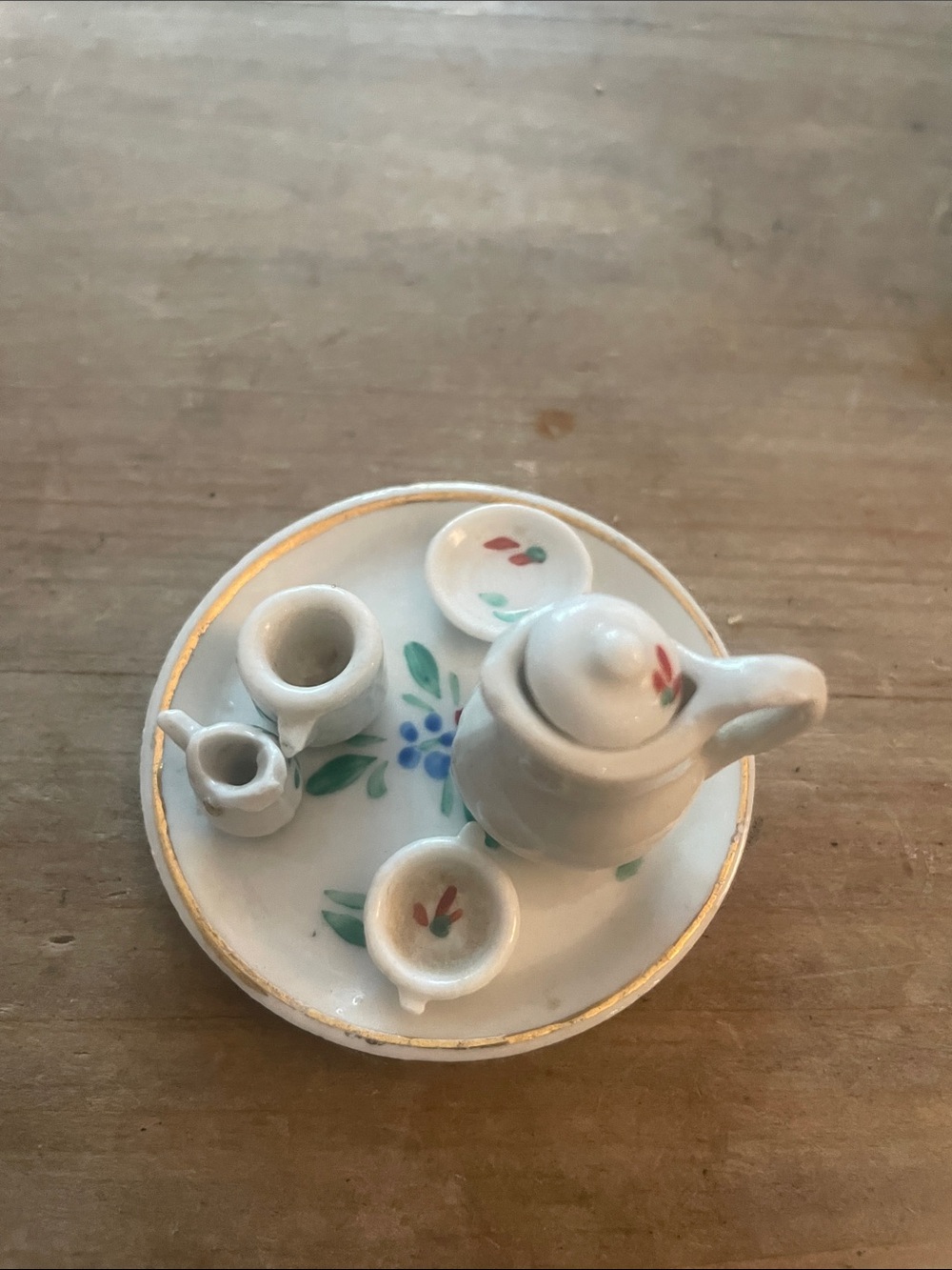 Miniature Porcelain Tea Set - White with Floral Accents made in Germany